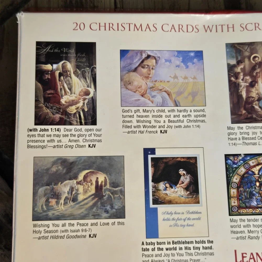 Leanin' Tree The Christmas Story Boxed Christmas Cards 20 Cards 22 Envelopes KJV